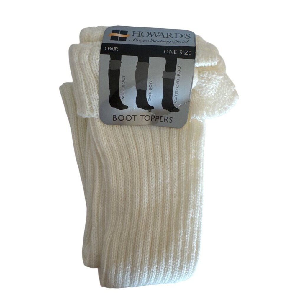 Howard's Womens Boot Topper Socks One Size White Acrylic NEW w/Tags Leg Warmer